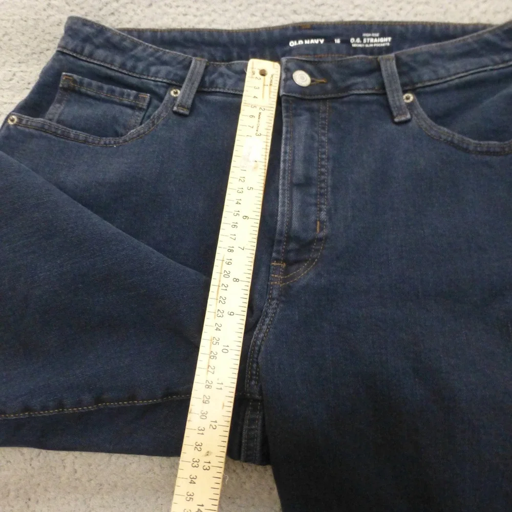 Old Navy Jeans Womens 16 OG Straight High Rise Dark Wash Secret Slim Pockets NEW